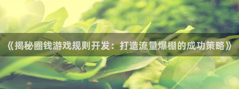 沐鸣娱乐官网1：《揭秘圈钱游戏规则开发：